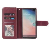 For Samsung S10/S20/S10E/ S10 Plus Pu Leather  Mobile Phone Cover Zipper Card Bag + Wrist Strap Red wine