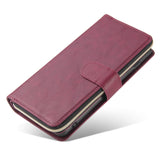 For Samsung S10/S20/S10E/ S10 Plus Pu Leather  Mobile Phone Cover Zipper Card Bag + Wrist Strap Red wine