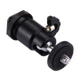 PULUZ Aluminum Rotatable Mini Tripod Ball Head 1/4"" Screw Rotary Mount Stand for Canon Nikon DSLR DV Camera black