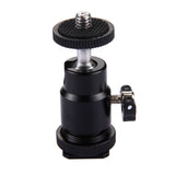 PULUZ Aluminum Rotatable Mini Tripod Ball Head 1/4"" Screw Rotary Mount Stand for Canon Nikon DSLR DV Camera black