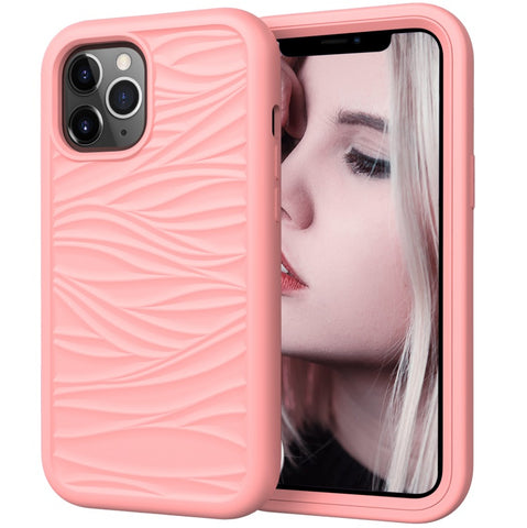 6.1"" Shockproof Soft Silicone Case for iPhone 12 iPhone 12 Pro360 Silicone Protect Cover Rose gold