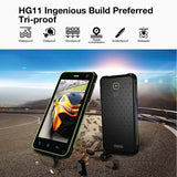 Huadoo HG11 Smart Rugged Phone - Android 7.0, Finger Sensor, 3300mAh Battery, Waterproof, IP68 Rating, 5 Inch HD Display (Black)