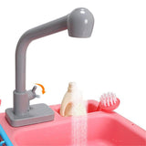 Children Simulation Faucet Kitchenware Water Dishwasher Tableware Pretend Game Tool Educational Toys red