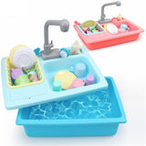 Children Simulation Faucet Kitchenware Water Dishwasher Tableware Pretend Game Tool Educational Toys red