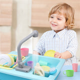 Children Simulation Faucet Kitchenware Water Dishwasher Tableware Pretend Game Tool Educational Toys red