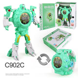 Cartoon Watch Toy Deformation Robot Electronic with Project Children's Toys Green belt projection