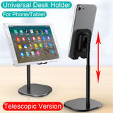 Universal Desk Telescopic Cell Phone Holder Stand For Mobile Phone/Tablet Desktop Cellphone Holder for iphone ipad xiaomi Stand Universal Bracket Retractable silver