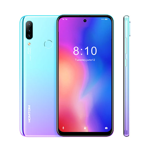 HOMTOM P30 Pro 4GB 64GB 4000mAh 6.41 Inch Android 9.0 Glass Case Mobile Phone Face ID 13MP MT6763 Octa Core 4G FDD-LTE Smartphone blue