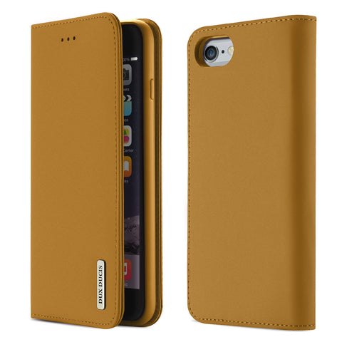 DUX DUCIS For iPhone 6/6s Luxury Genuine Leather Magnetic Flip Cover Full Protective Case with Bracket Card Slot Khaki