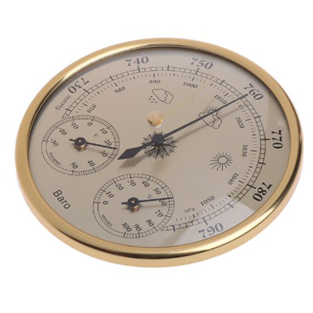 High Accuracy Wall Mounted Barometer Thermometer Hygrometer Pressure Gauge Air Weather Instrument Gold