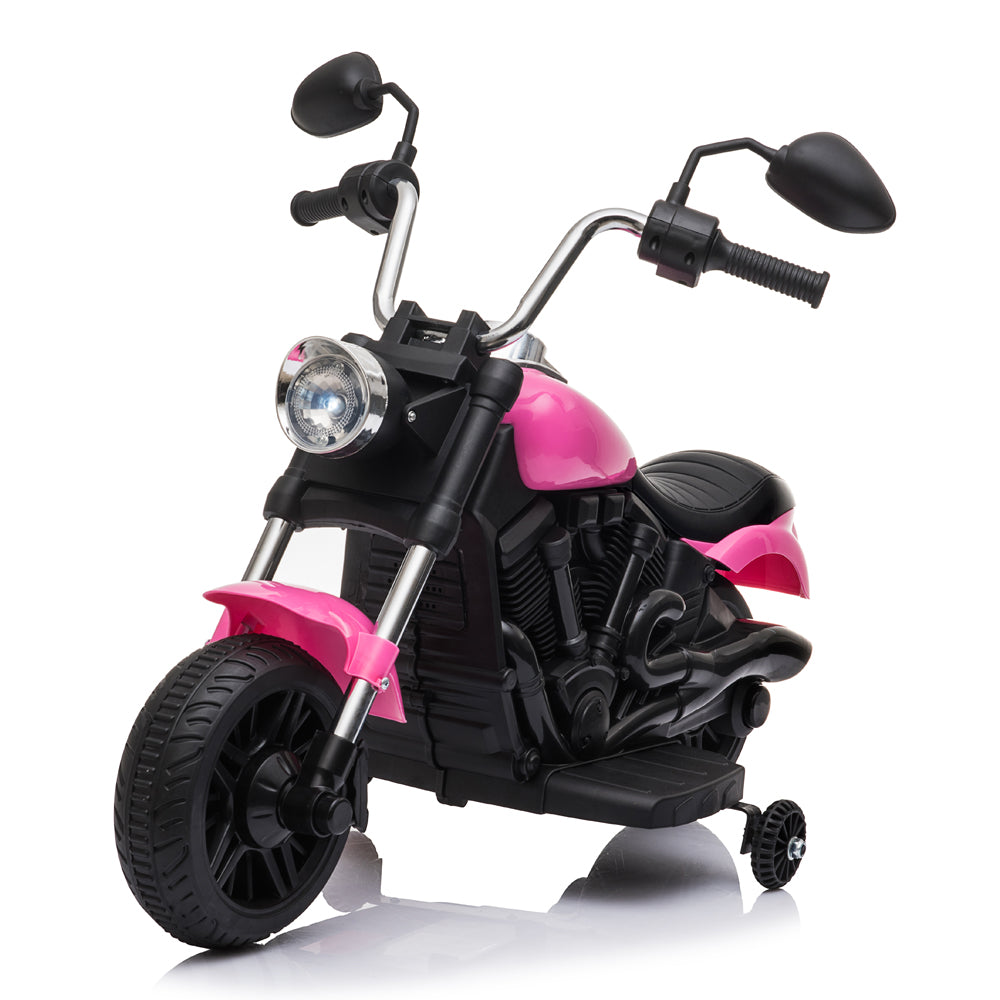 Kids Electric Ride-on Motorcycle with Training Wheels for Boys or Girls 6V Pink **