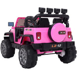 12V Kids Ride On Car Toy Jeep Rechargeable Battery 4 mph Remote Control Pink US