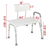 Medical Bathroom Safety Shower Tub Aluminium Alloy Bath Chair Transfer Bench with Wide Seat & Padded Handle White