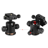 Tripod Head Aluminum Alloy Ball Head with Quick Release Plate 1/4"" Screw for Camera Tripod  black