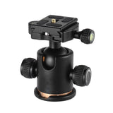 Tripod Head Aluminum Alloy Ball Head with Quick Release Plate 1/4"" Screw for Camera Tripod  black