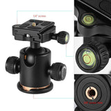 Tripod Head Aluminum Alloy Ball Head with Quick Release Plate 1/4"" Screw for Camera Tripod  black