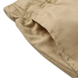 Men's Casual Solid Color Drawstring Waist Flax Straight Half Pans Beach Breeches