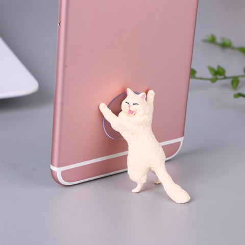 Cute Cartoon Cat Phone Holder Car Mount Sucker Bracket Universal for Sumsung Huawei LG iPhone X XS 8 7 6 Beige