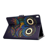 For iPad 10.5 2017/iPad 10.2 2019 Laptop Protective Case Color Painted Smart Stay PU Cover with Front Snap  owl