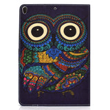 For iPad 10.5 2017/iPad 10.2 2019 Laptop Protective Case Color Painted Smart Stay PU Cover with Front Snap  owl