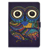 For iPad 10.5 2017/iPad 10.2 2019 Laptop Protective Case Color Painted Smart Stay PU Cover with Front Snap  owl