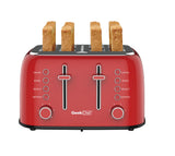 Toaster 4 Slice, Geek Chef Retro Red Extra Wide Slot, Independent temperature control Toaster ,Reheat,Defrost,Cancel 4 Function, 6-Shade Settings, High Auto Pop-Up.