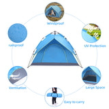 2-3 Person Double-Deck Tow-Door Hydraulic Automatic Tent Free Build Outdoor Tent Blue **