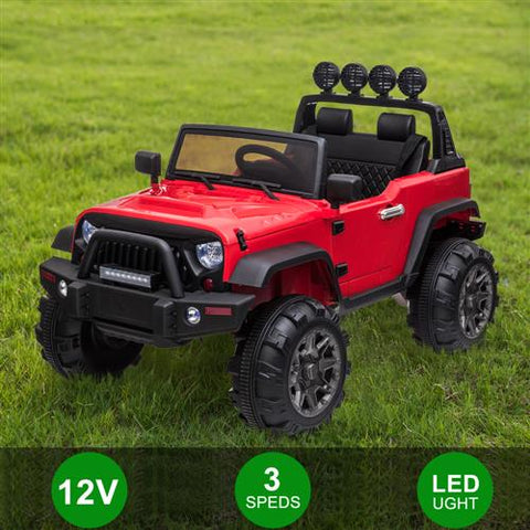 Kids Ride On 12V Car SUV/Jeep MP3 player 2.4GHZ Remote Control with colorful LED Lights - Red **