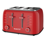 Toaster 4 Slice, Geek Chef Retro Red Extra Wide Slot, Independent temperature control Toaster ,Reheat,Defrost,Cancel 4 Function, 6-Shade Settings, High Auto Pop-Up.