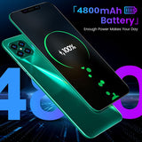 i12 6.7Inch Large Screen Phone Notch Screen Android Quickly Unlock Smartphone(10+512G) green_U.S. plug