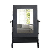 Small Mirror Jewelry Cabinet Organizer Armoire Storage Box Countertop with Stand Black