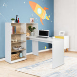 FCH Particleboard Pasted Triamine Steel Frame With Four Simple Bookshelf Computer Desk White Wood Grain Color **