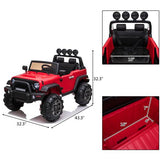 Kids Ride On 12V Car SUV/Jeep MP3 player 2.4GHZ Remote Control with colorful LED Lights - Red **