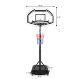 28" x 19" Backboard Adjustable Pool Basketball Hoop System Stand Kid Poolside Swimming Water Maxium Applicable Ball Model 7# White & Black