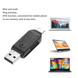 Portable High Speed 480Mbps OTG USB2.0 Type-C USB 3.1 Memory Card Reader for SD TF Micro SD Card Mobile Phone black