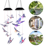 2V 40maH Solar Intelligent Light Control Design and Color Shell Butterfly Wind Chime **