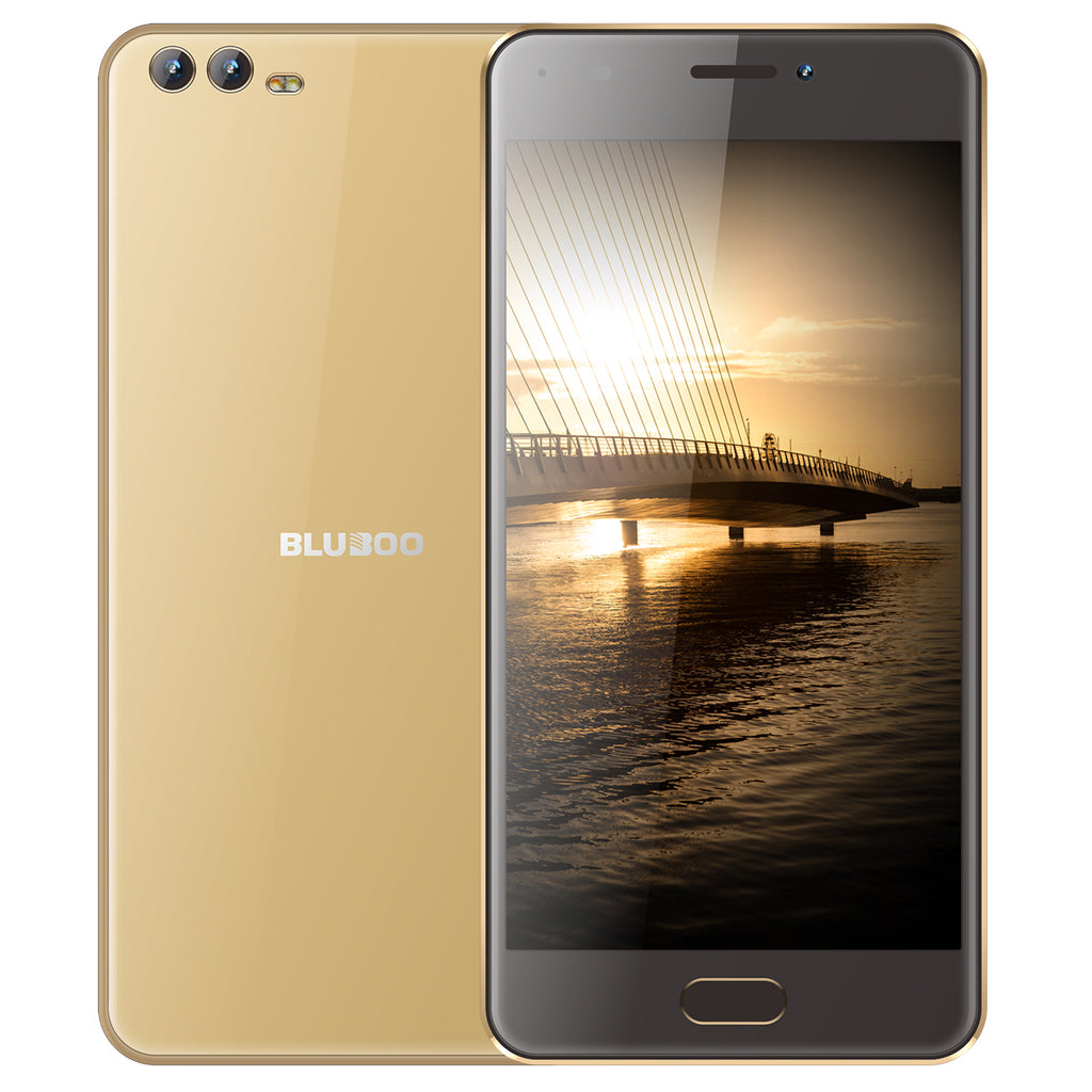 Bluboo D2 5.2 inch 3G Smartphone MTK6580A Quad Core Android 6.0 1G RAM 8G ROM Cell Phone Dual Rear Cameras 3300mAh Mobile Phone Gold_5.2