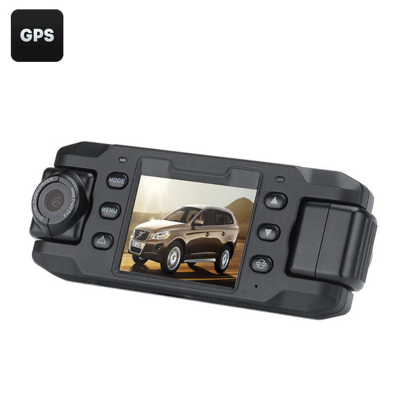 Carcam III Car DVR - 2 x 180 Degree Rotating Cameras, 2.3 Inch LCD Screen, G-Sensor, GPS, 140 Degree Lens