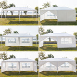 3 x 6m Six Sides Two Doors Waterproof Tent with Spiral Tubes White **