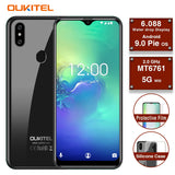 OUKITEL C15 Pro 2GB 16GB Android 9.0 Fingerprint Face ID 4G LTE Smartphone 2.4G/5G WiFi Water Drop Screen  MT6761 Black