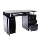 MDF Portable 1pc Door with 3pcs Drawers Computer Desk Black