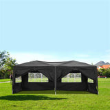 3 x 6m Four Windows Practical Waterproof Folding Tent Black