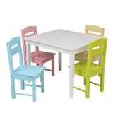 Children's Wooden Table And Chair Set Colorful (One Table With Four Chairs)