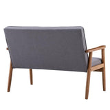 (126 x 75 x 83.5)cm Retro Modern Wood Double Sofa Chair Leisure Chair Light Gray Fabric