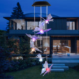 2V 40maH Solar Intelligent Light Control Design and Color Shell Butterfly Wind Chime **