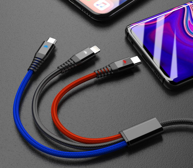 3 in 1 Multiple USB Fast Charging Cord Type C/Micro USB Connector for iPhone 7Plus/Galaxy S8 More