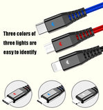 3 in 1 Multiple USB Fast Charging Cord Type C/Micro USB Connector for iPhone 7Plus/Galaxy S8 More