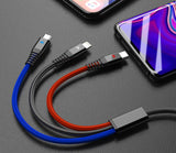 3 in 1 Multiple USB Fast Charging Cord Type C/Micro USB Connector for iPhone 7Plus/Galaxy S8 More