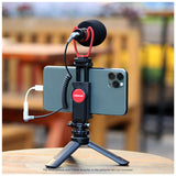 Smartphone Video Kit Microphone Tripod Vlog Vertical Shooting Phone Mount Kit 3.5mm Jack Video Audio Record Stand black