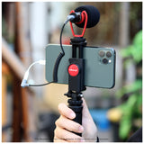 Smartphone Video Kit Microphone Tripod Vlog Vertical Shooting Phone Mount Kit 3.5mm Jack Video Audio Record Stand black